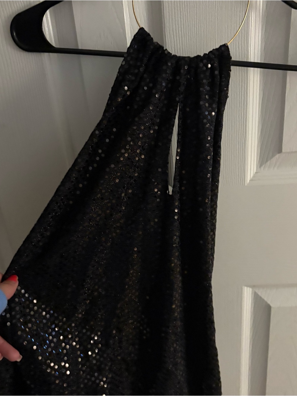 Black Sequin Halter Midi Shirt
